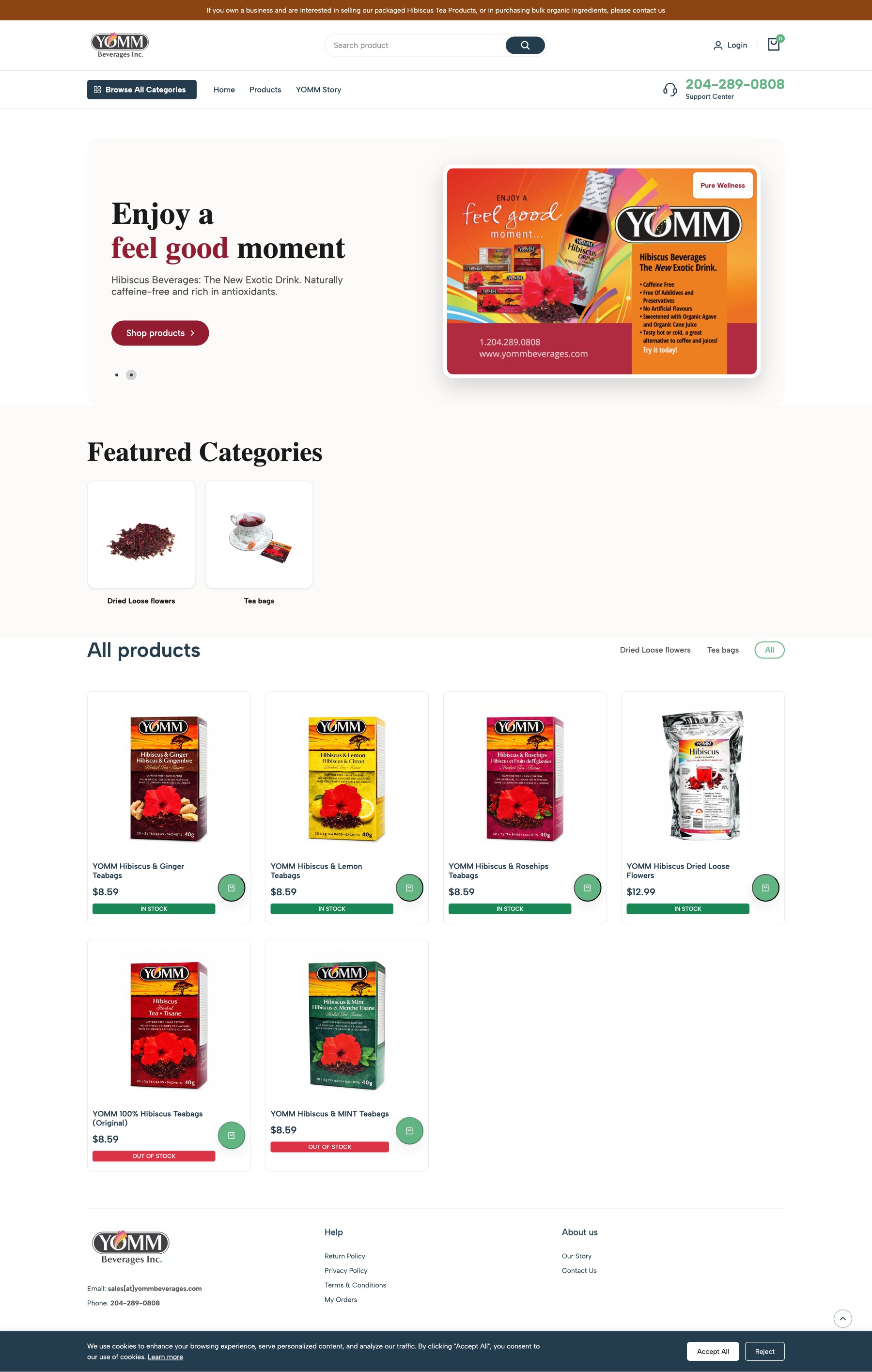 YOMM Beverages — Hibiscus Tea Ecommerce